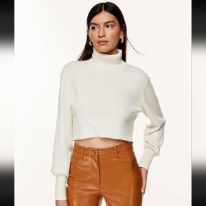 Wilfred Rebecca Merino Wool Turtleneck Cropped Sweater Size XS Minimalist